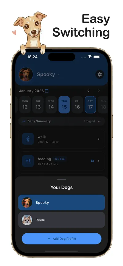 Dog Selector on Dashboard - Switch Pups Instantly